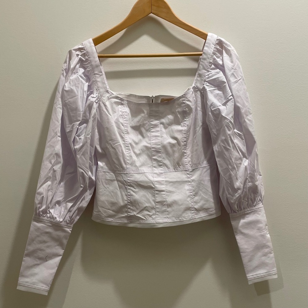 Choosy White Square Neck Balloon Sleeve Corset Blouse 1903TO16 XS NEW